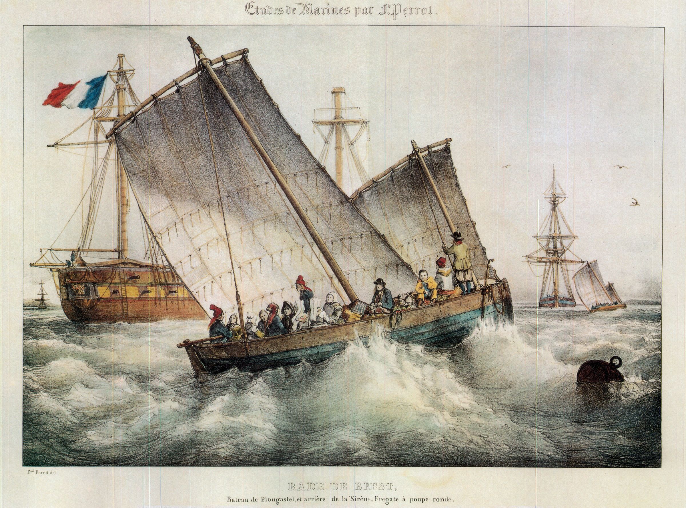 Litho Perrot Bateau Plougastel